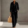 Women's Casual Velvet Long Sleeve Top and Pants Two Piece Set