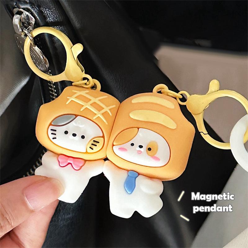 

1 пара милый магнитный брелок с изображением кошки собаки кулон мультфильм креативный брелок для пары изысканный рюкзак украшения аксессуары подарки