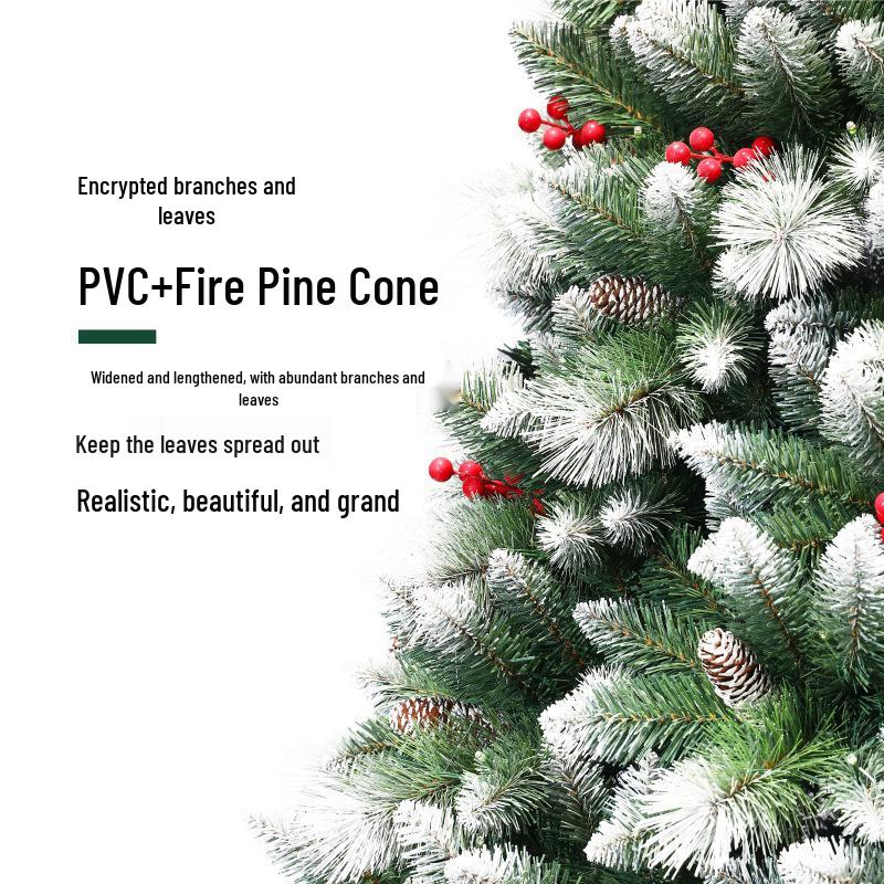 Eco-friendly Flame-retardant Christmas Tree with Red Berries and White Greenery