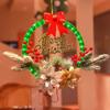 2025 LED Christmas Wreath Hanging Decoration with 8 Light Flashing Functions & Timer LED String Lights Home Window Ornament Lamp