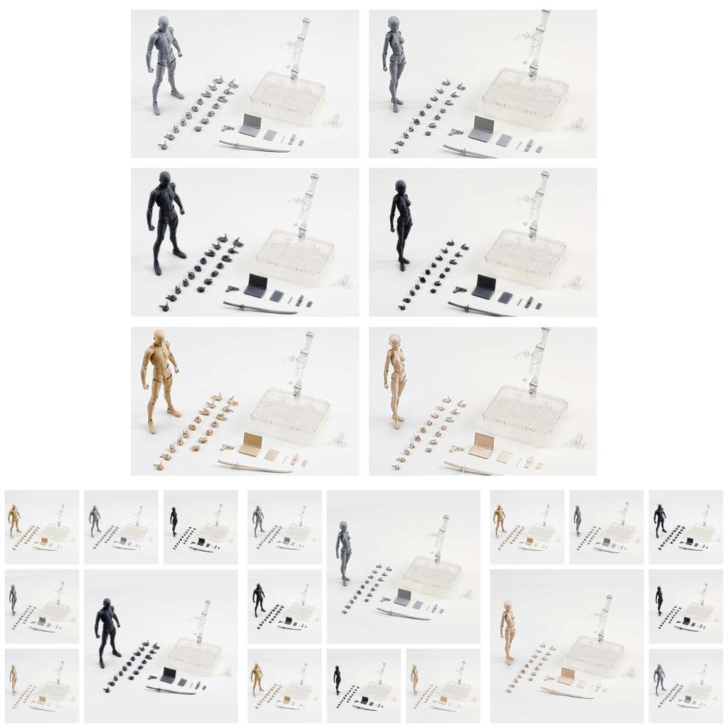 Non-cartoon Character Figure Model Set Black Male/female Skin Color Male/female Gray Male/female