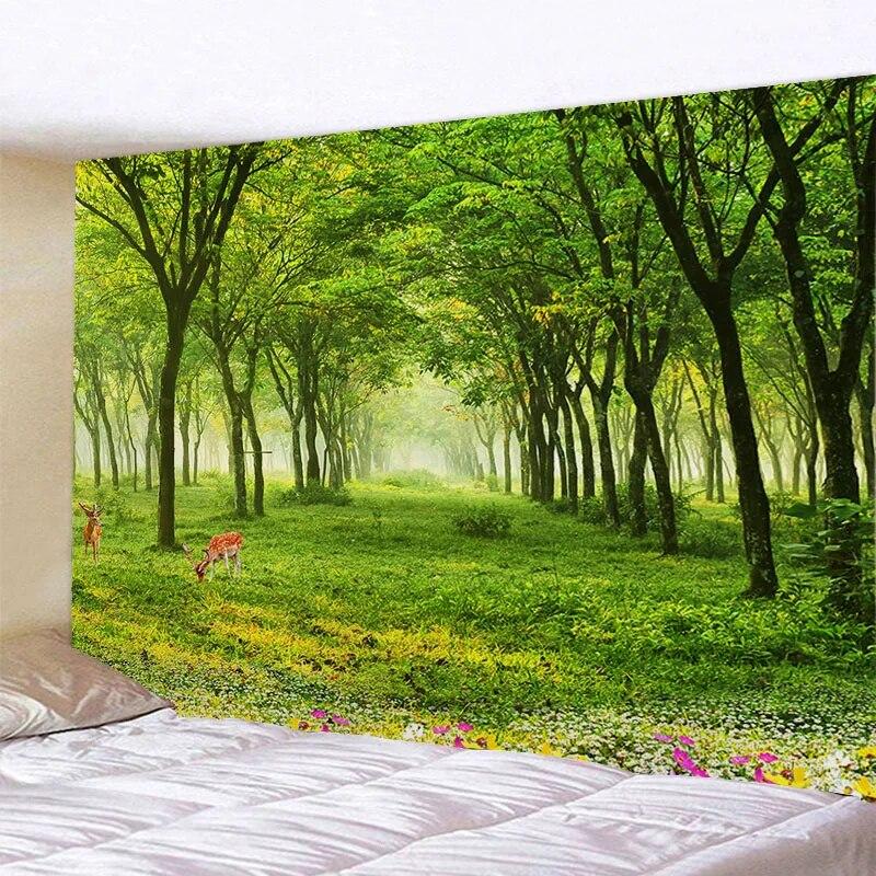 Forest Animals Garden Trees Scenery Tapestry Wall Background Decoration Hanging Cloth Room Living Room Home Decoration