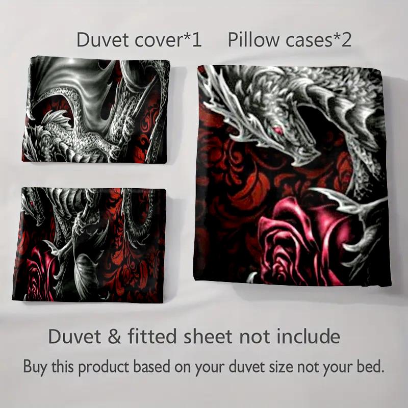 Dragon rose motif Bedding Duvet cover sets Duvet covers Pillowcases gifts (1 * Duvet Cover 2 * Pillowcases, without duvet insert)