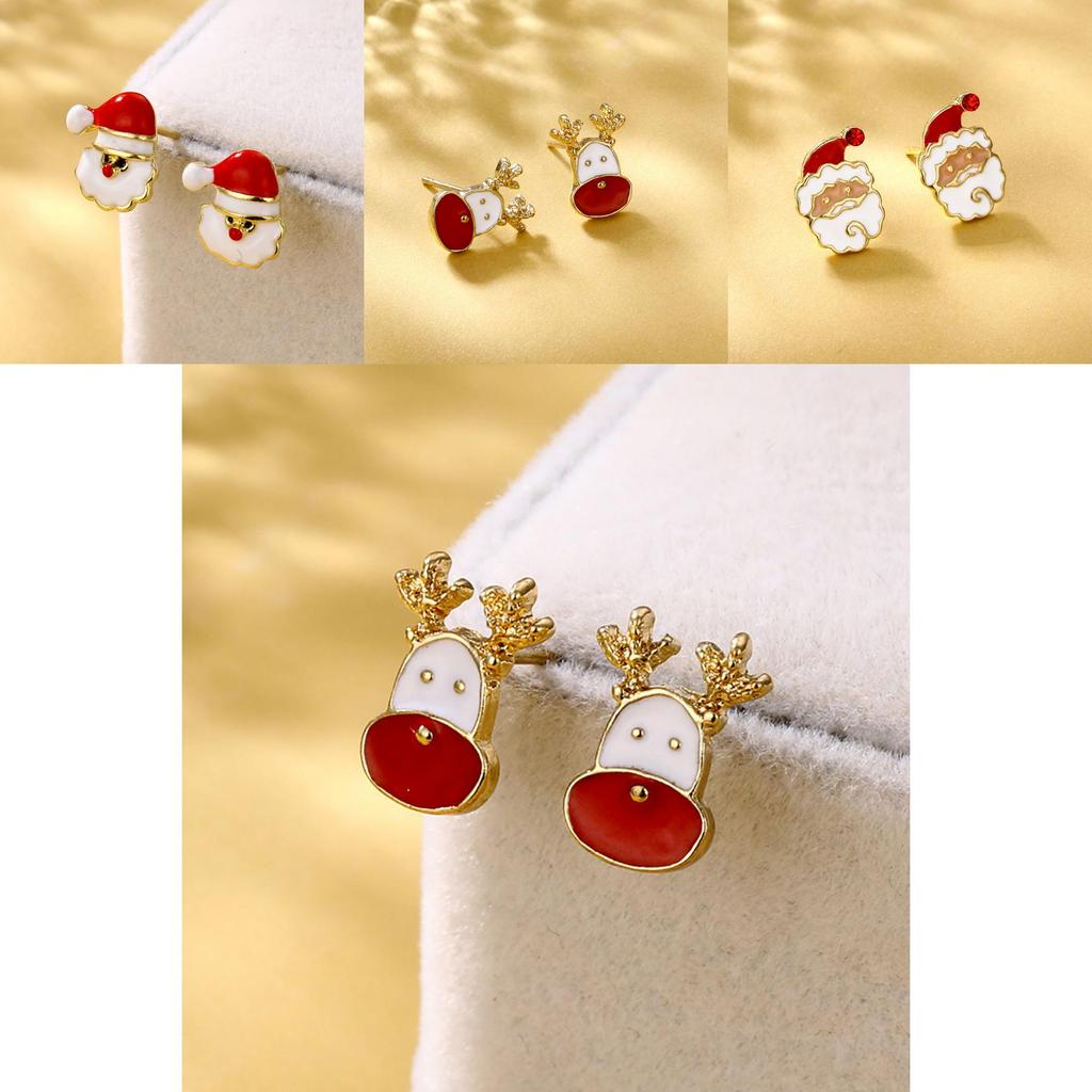 Exquisite Alloy Geometric Christmas Deer Santa Earrings Fashion Jewelry Gift