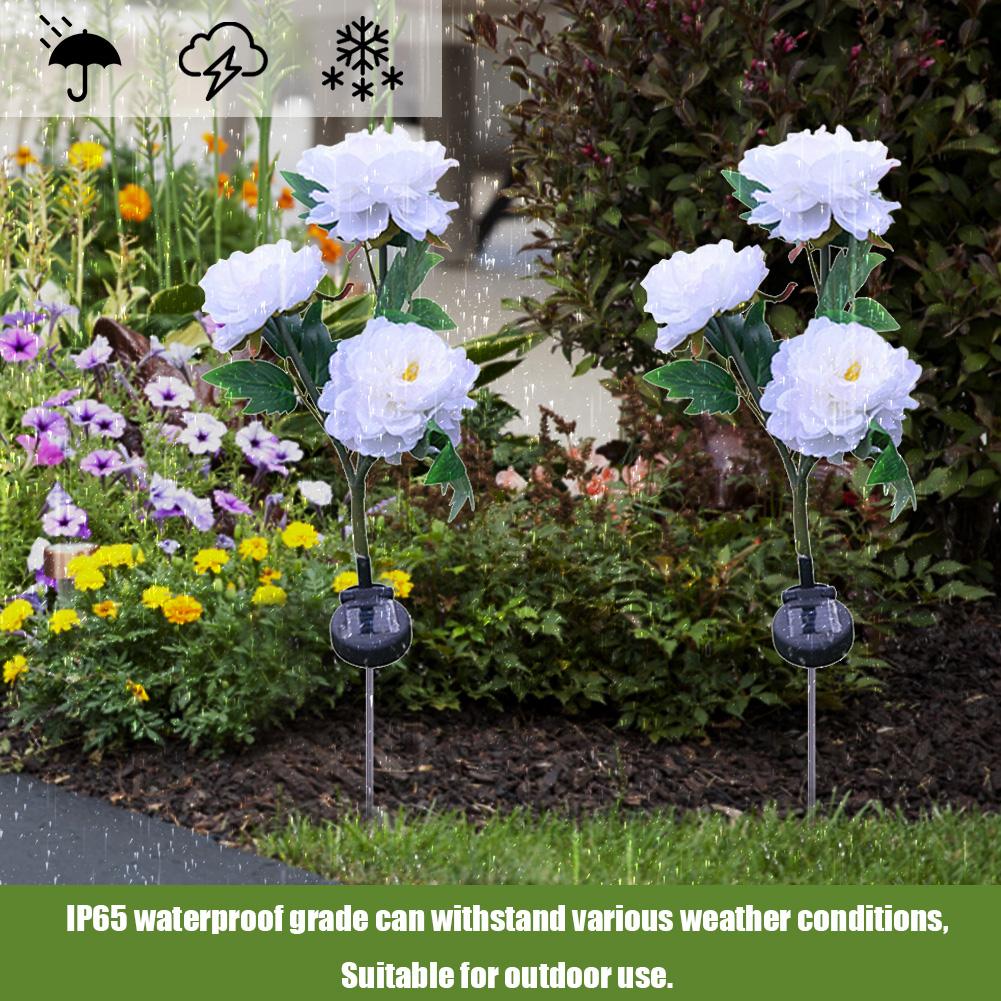 LED Ground Light 3 Heads Simulation Flower Lawn Atmosphere Light for Home Garden
