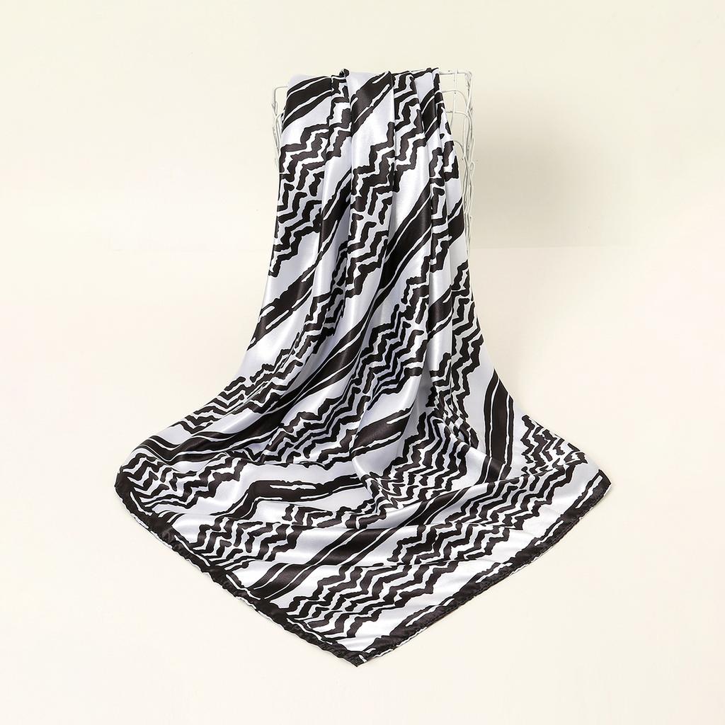 New Palestine Scarf Keffiyeh Women Printed Square Scarf Muslim Hijab Satin Silk Handkerchief Bandanna Muffler Headscarf Wraps