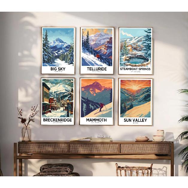 KROEY Ski Poster Apres Ski Snowy Mountain Posters Vintage Ski Canvas Wall Art For Modern Family Bedroom Living Room Dorm Classroom Office Decor