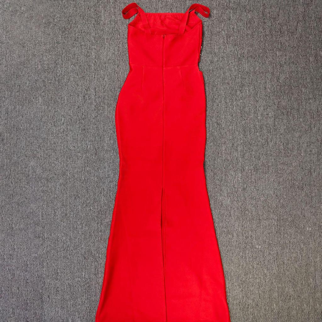 Elegant Rhinestone Slim Fit Evening Dress - European & American Style