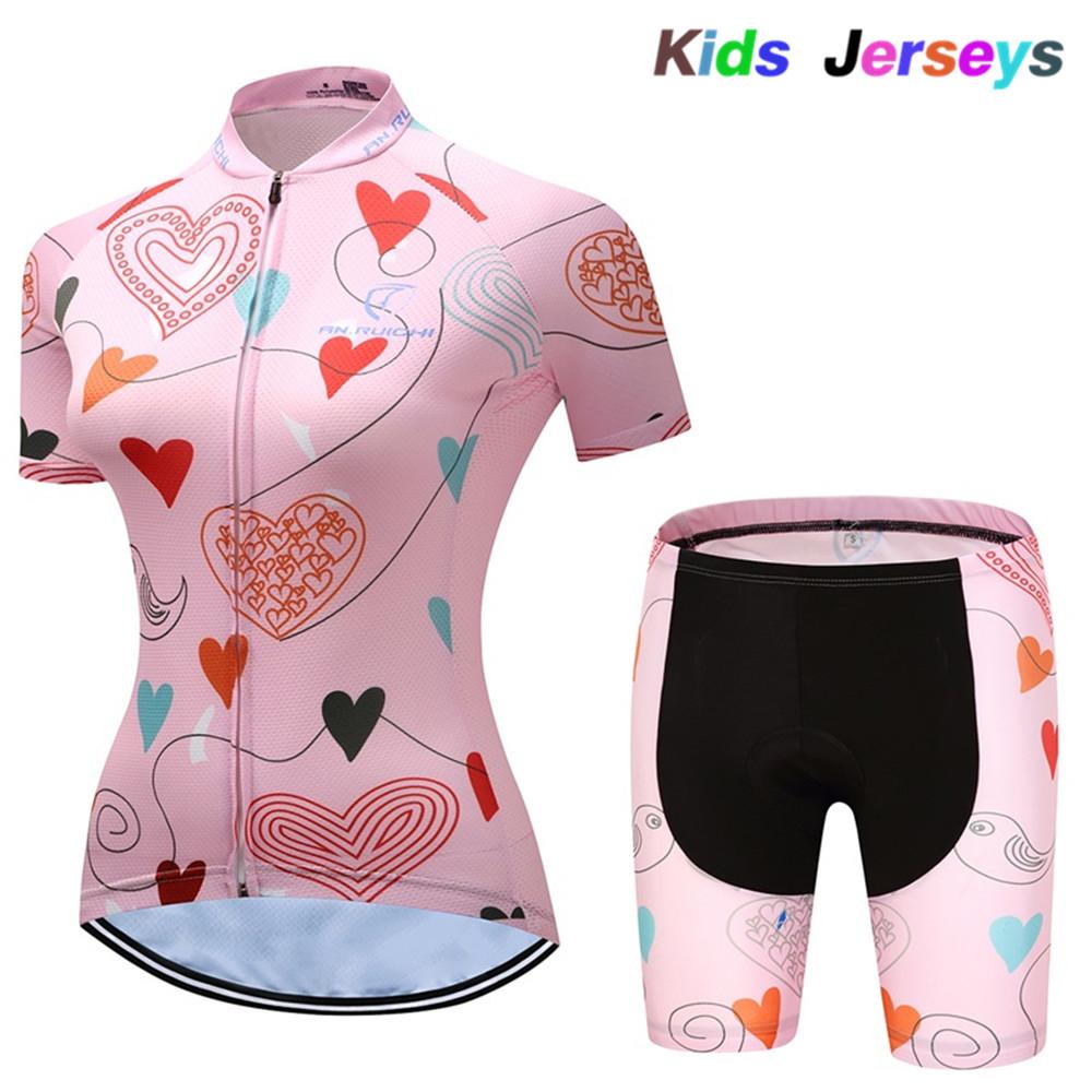 2026 Girls Cycling Jersey Set Ropa Ciclismo Cycling Kit for Kids Summer Breathable Cartoon Bicycle Jersey Suit Children Clothes