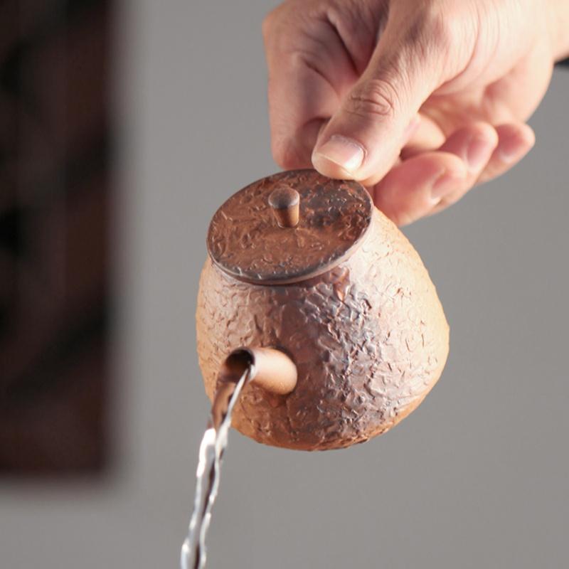 Raw Ore Rough Pottery Tea Pot, Handmade Tea Set, Single Pot,  Small Tea Pot 190ml