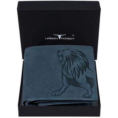 URBAN FOREST Leo RFID Blocking Vintage Blue Leather Wallet for Men