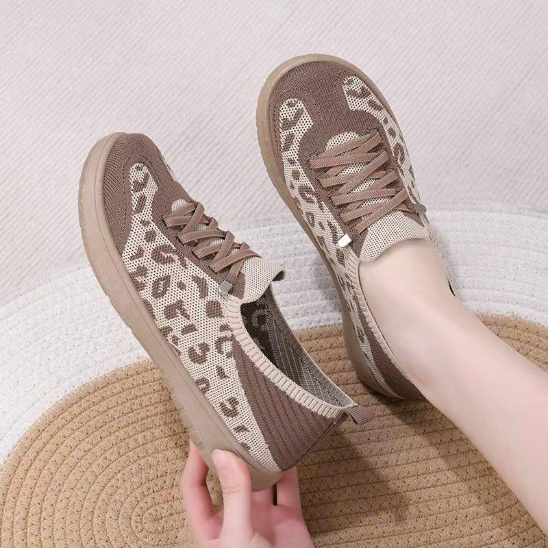 Autumn 2026 Leopard Print Women's Breathable Mesh Shoes - Lightweight, Versatile, Soft Sole, Comfortable Casual Footwear