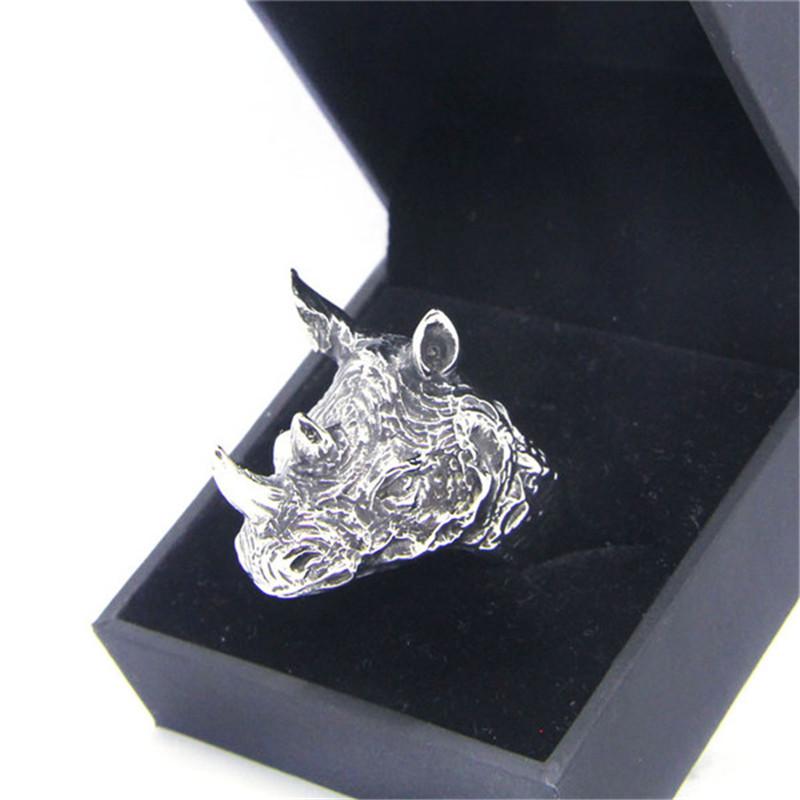 

Rhinoceros Head Ring 316L Stainless Steel Jewelry Punk Style Animal Men Ring Size 7-13 7 серебряный