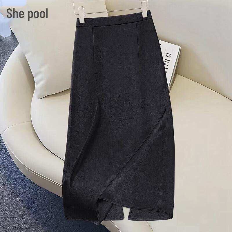 

Elastic Waist Embossed A-Line Midi Skirt L