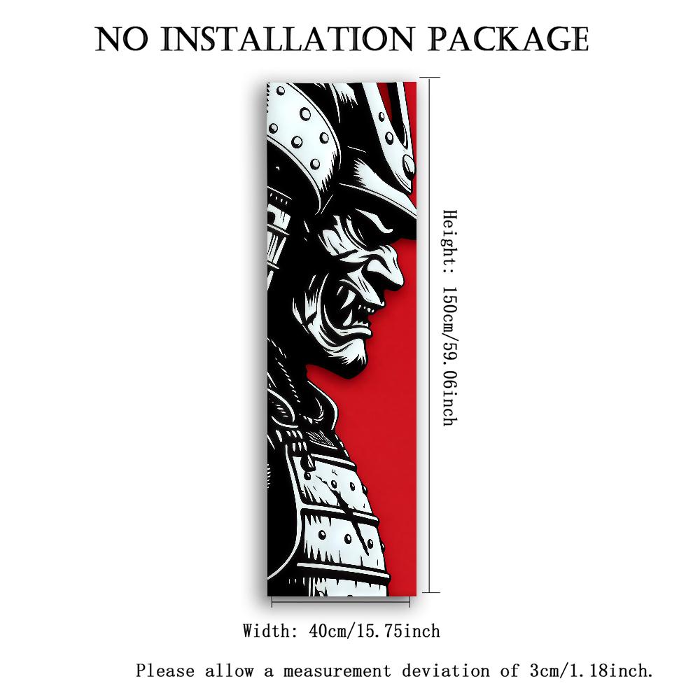 Japanese Samurai Warrior Tapestry, Black Red Vertical Wall Hanging, Gothic Room Decor