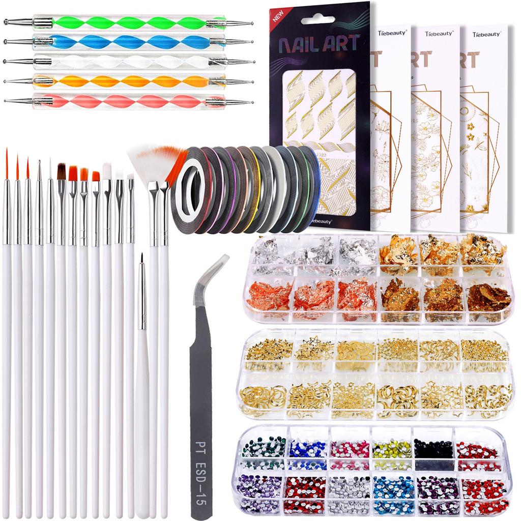 Nail Art Accessories Set Nail Decoration Kit 15Pcs Nail Pens 5Pcs Dual-ended Dotting Pens Nail