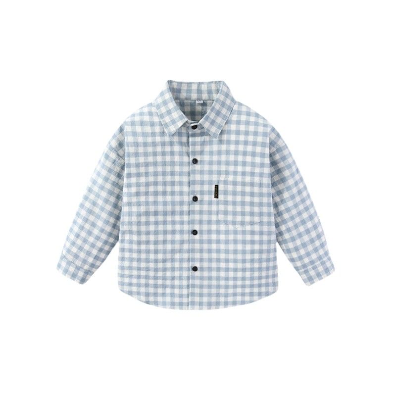 Pure Cotton Kids Shirt Gingham Spring and Autumn Boys and Girls Shirt Long Sleeves Children Lapel Cardigan Casual Tops
