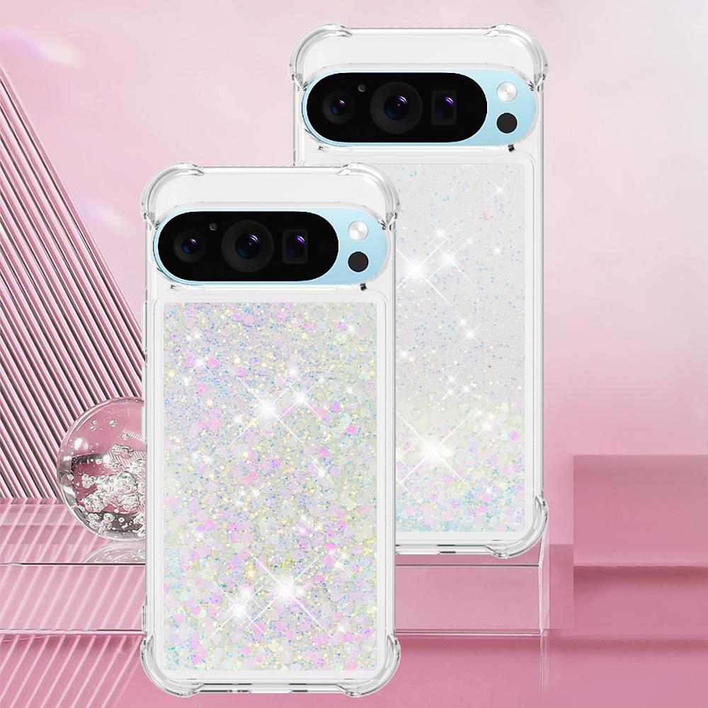 Bling Glitter Clear Liquid Quicksand Phone Case for Google Pixel 10 Pro XL 9 8 Pro 10A 9A 8A 7A Airbag Anti-drop Shockproof Protect Cover Funda