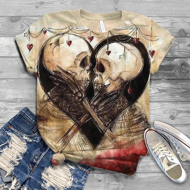 Uformell Kortermet Trykket Moteriktig Oversized 3D Topp Mønster T-skjorte for Menn Komfortabel Sommer Rund Hals