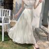 Gonna Maxi Lunga da Donna Primavera Estate 2026 Vita Alta Nero Beige bPizzo Patchwork Gonna Fatata Delicata Femminile Gonna da Festa per Appuntamento