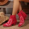 Plus Size Printed Side Zipper Knight Boots Fall and Winter New Fringed High Heels Low Top Wear Women's Boots