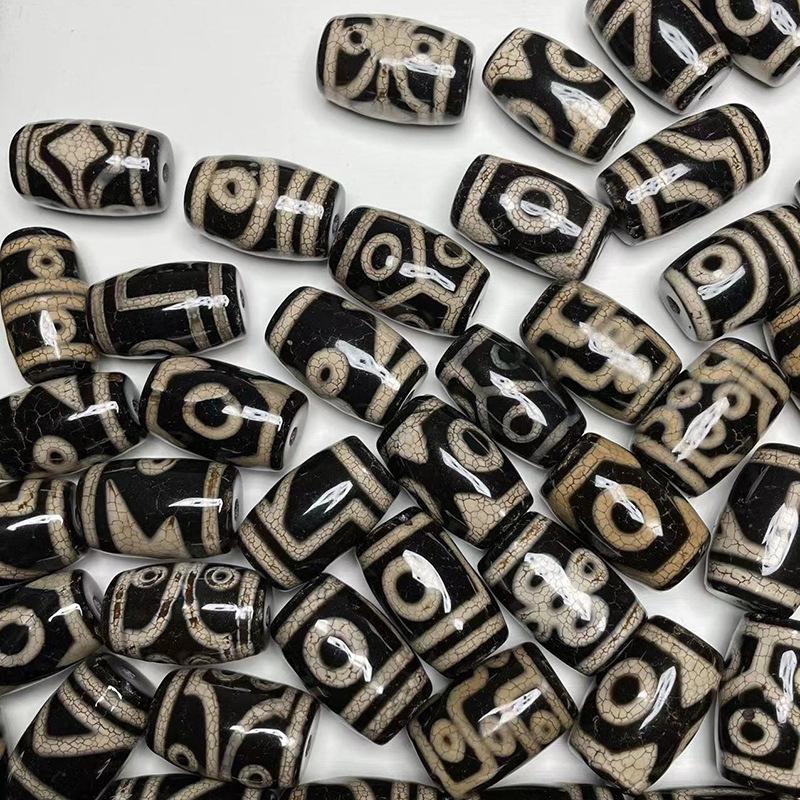 Personalized Retro Cultural Dzi Beads Totem Patterned Bracelet & Agate Necklace Accessories.
