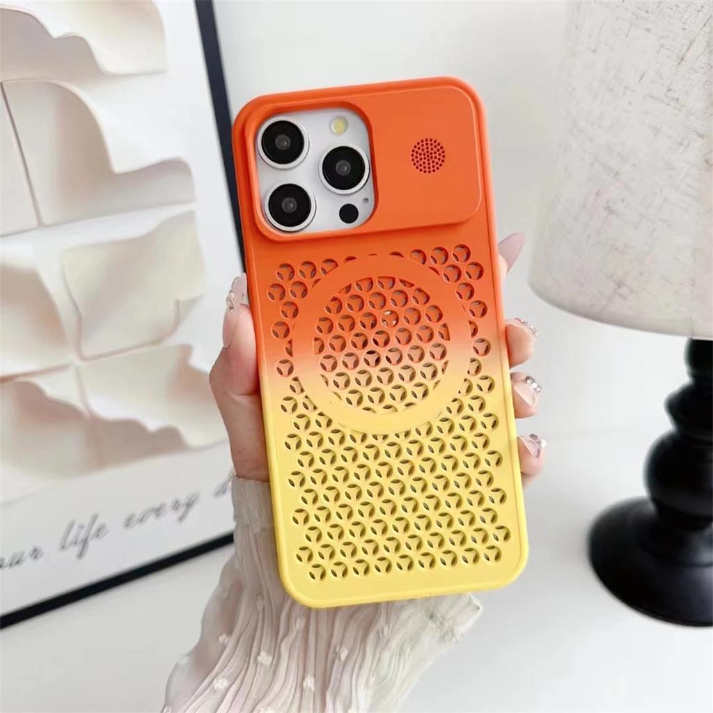 Fashion Colorful Honeycomb Aromatherapy Magnetic Cooling Protective Case for iPhone 15 14 13 12 Pro Max Cooling Shockproof Case