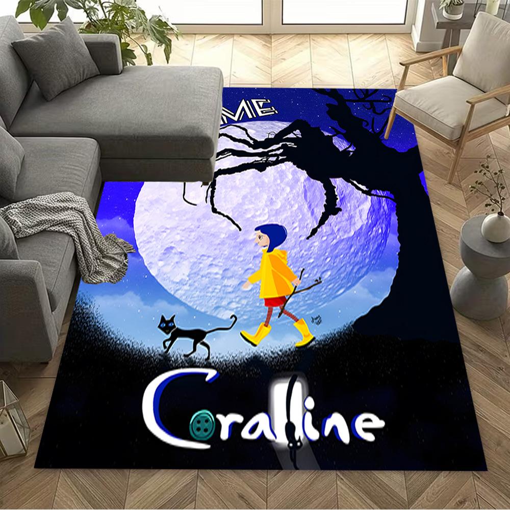 Nighttime Adventure Coraline Customizable Name Floor Rug Office Rug Perfect for Dining Room Game Room Decorate room Dormitory Antislip Carpet