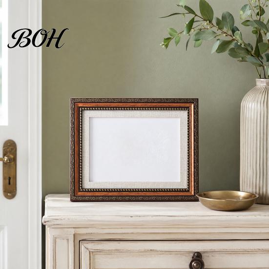 Lightweight Resin Photo Frame Vintage Frame, Art Mat Picture for Tabletop Display Artistic & Wall Mount, Decorative Studio Portrait Photos Durable
