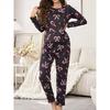 Christmas Printing Black Long Sleeves Full Pants Pijama Spring Milk Silk Sleepwear Loungewear Autumn Women Pajama Set