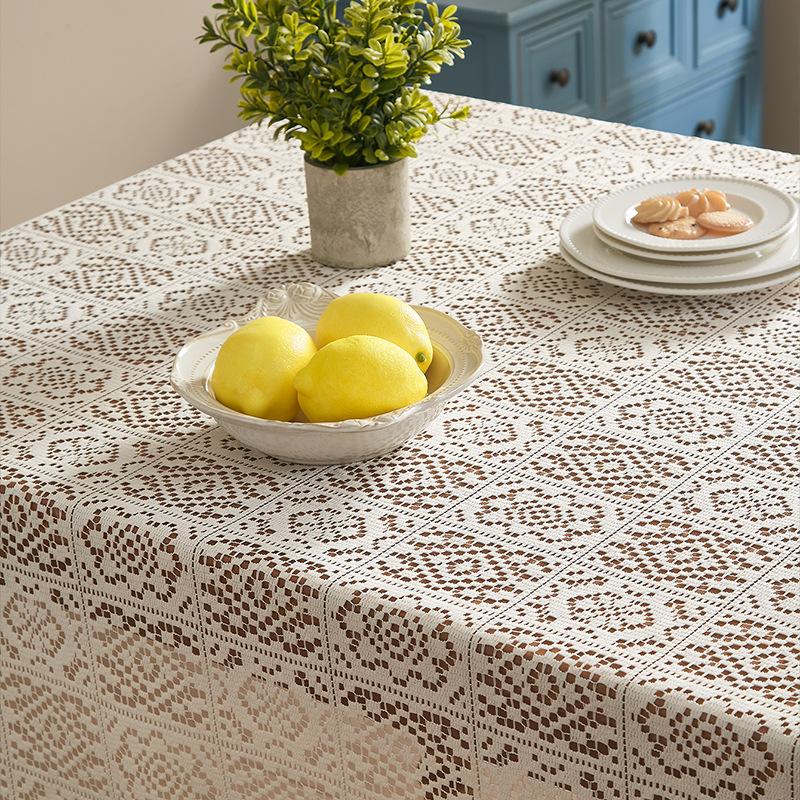 American Retro Pastoral Hollow Crochet Tablecloth Rectangular Round Dining Table Coffee Table Tablecloth Cabinet Cover Towel Household