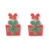 European-American Christmas Design Earrings: Diamond & Rice Bead Inlaid, Fashion Niche Style.