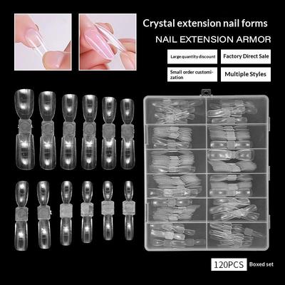 120 Pairs Double Ended Nail Dual Forms Reusable Square Coffin Extension Molds Gel Builder Tips Professional Salon Nail Art