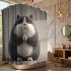 1pc Bathroom Shower Curtain, Daily Gratitude Practice Camp, Cute Pet Day Shower Curtain, with 12 Hooks, 180*180Cm Bathroom Cur