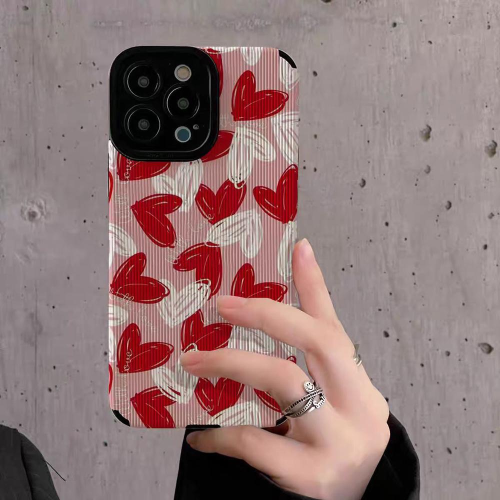 Red White Love Heart Silicone Case For Samsung Galaxy S22 Plus A52 A54 5G A53 A34 A51 A23 A32 A31 A71 A72 A73 A14 A13 A12 S21