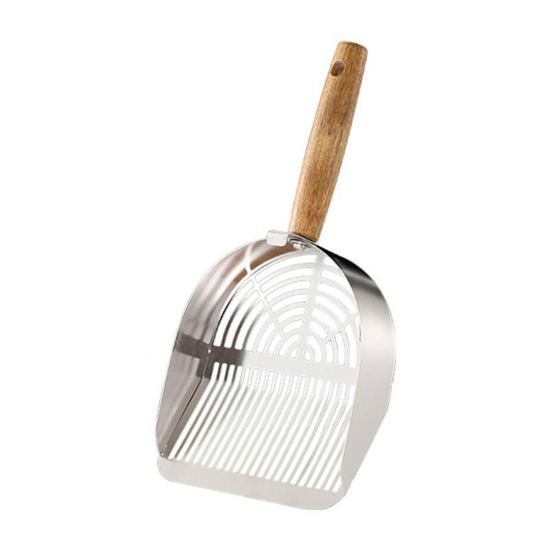 Stainless Steel Pet Litter Scoops With Rusts Resistant Wood Handle For Easy Waste Removal And Efficient Sifting
