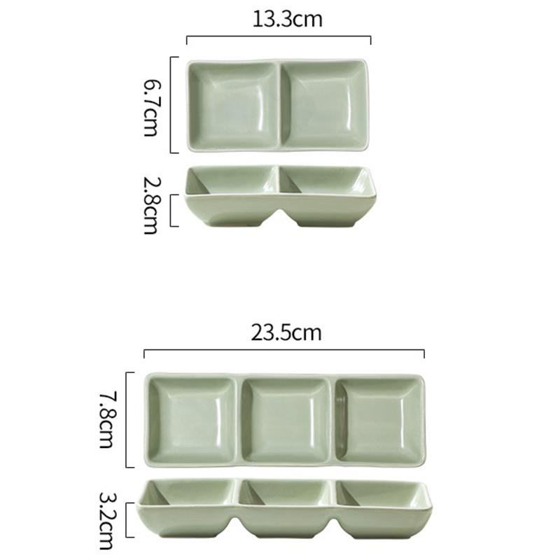 Creative Ceramic Soy Sauce Dish Spice Plate 2/3 Grids Dinner Plates Household Snack Plate Kitchen Accessories