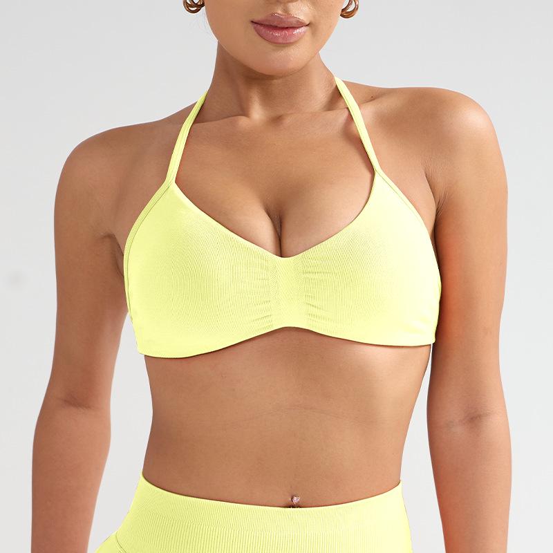 Dfyne Stoßfester Neckholder-Sport-BH mit Brustpolster - High-Intensity-Yoga-Camisole für Damen