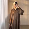 Mittlerer Osten Arabisch Dubai Türkisch Damen Frühling Neue Mode Gestreift Einreihig Hemdkleid
