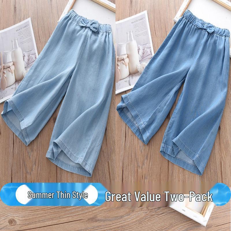 Sommer-Jeans mit weitem Bein für Mädchen - Trendig und vielseitig für mittlere und große Kinder
