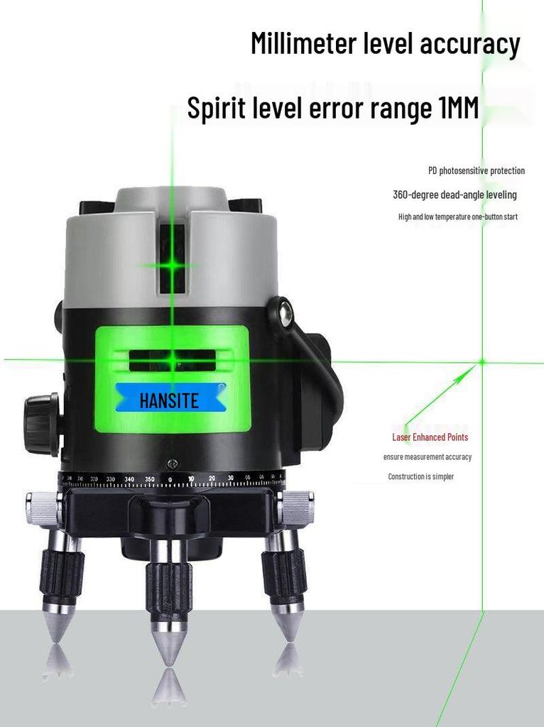 High-Precision Infrared Laser Level: 2 & 5-Line, Automatic, Indoor/Outdoor, Green & Blue Light