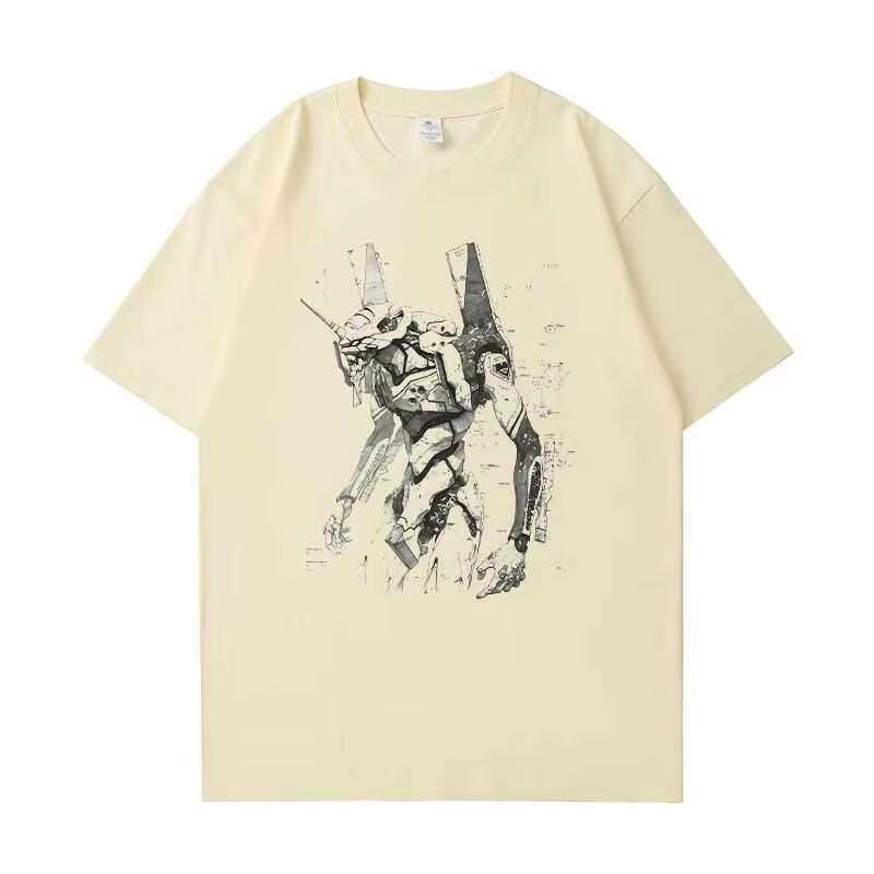 

EVA Unit01 Vintage Washed TShirt Anime Evangelion Mecha Line Art Graphic StreetwearCasual Oversized Cotton Tee for Unisex Women S