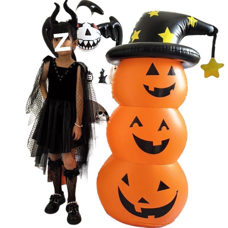 Halloween Inflatable Pumpkin Ghost Lantern Decoration Ornaments Costume Headwear
