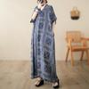 Short Sleeve Plus Size Cotton Vintage Dresses for Women Casual Loose Maxi Long Summer Beach Dress