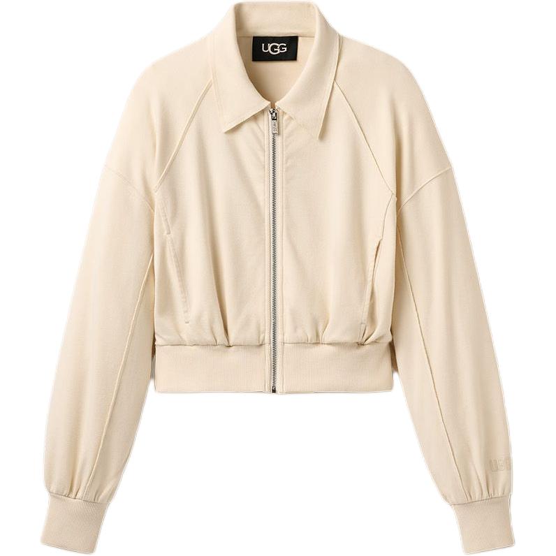 UGG Solid Color Zipper Collar Pocket Long Sleeve Jacket Women jackets 1171485-CRM