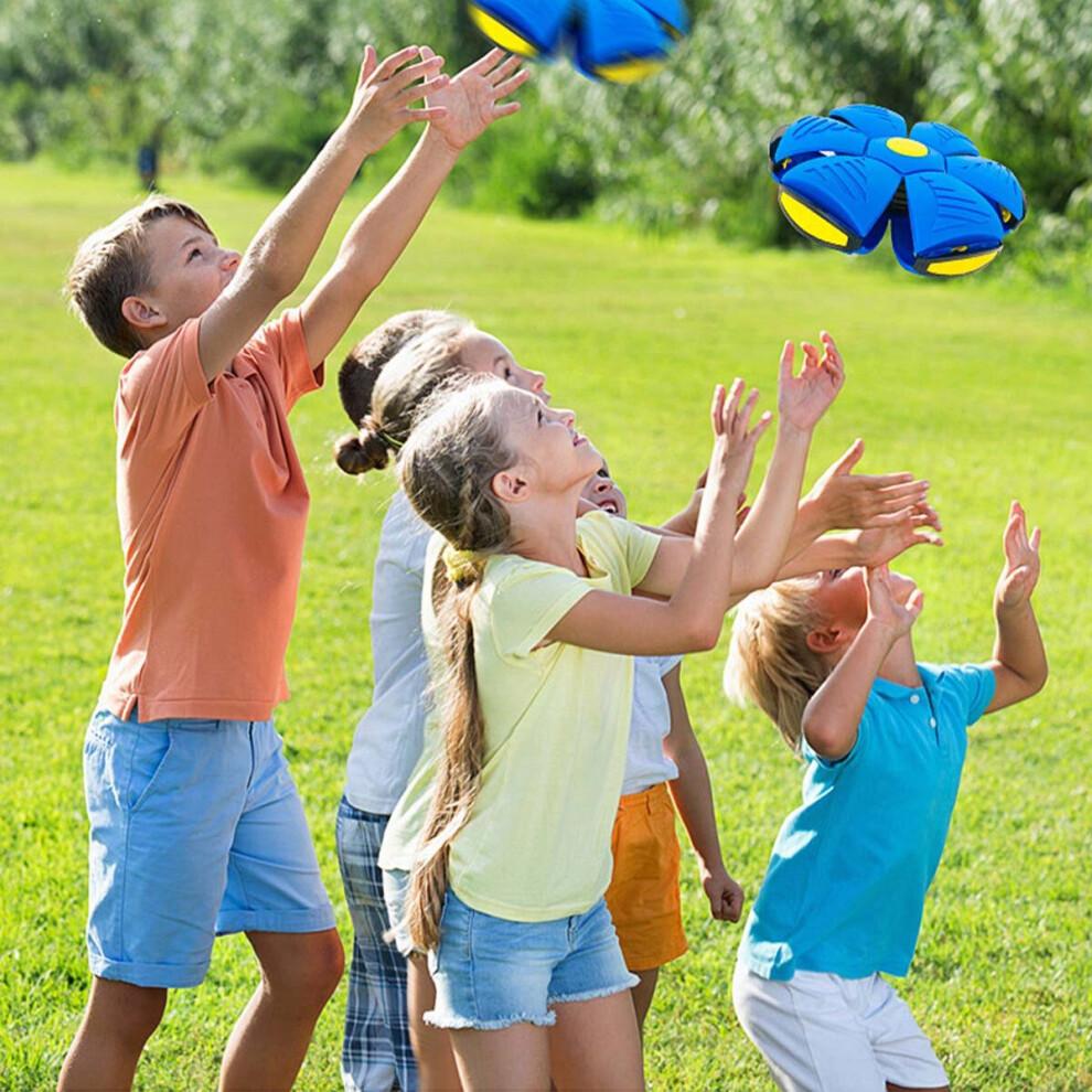 (Blue) Flying Ball UFO Throw Disc Outdoor Kids Flying UFO 3 LED Light Toy