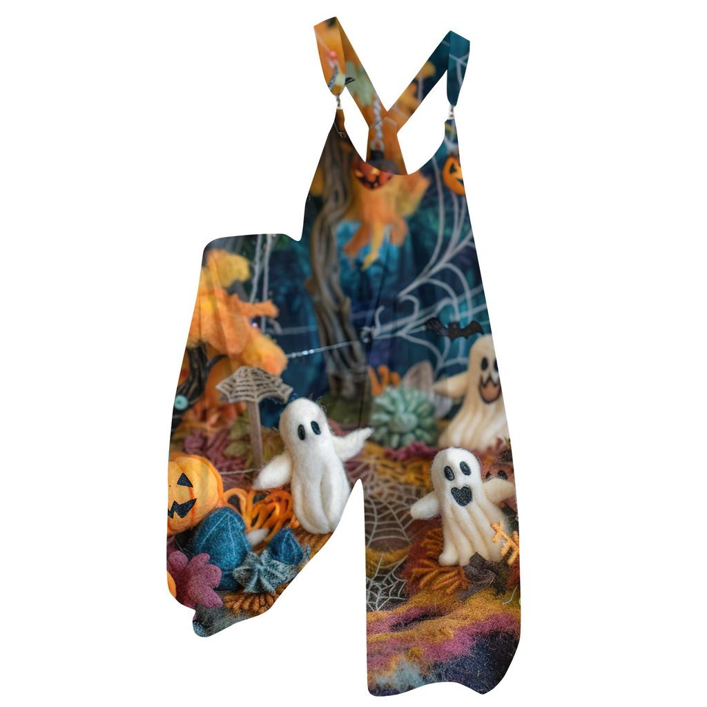 Women's Summer Overalls Floral Print Vintage Jumpsuit (Non-Adjustable Straps)