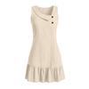 Women's Sleeveless Pleated Dress with Ruffle Hem for Casual Vacation