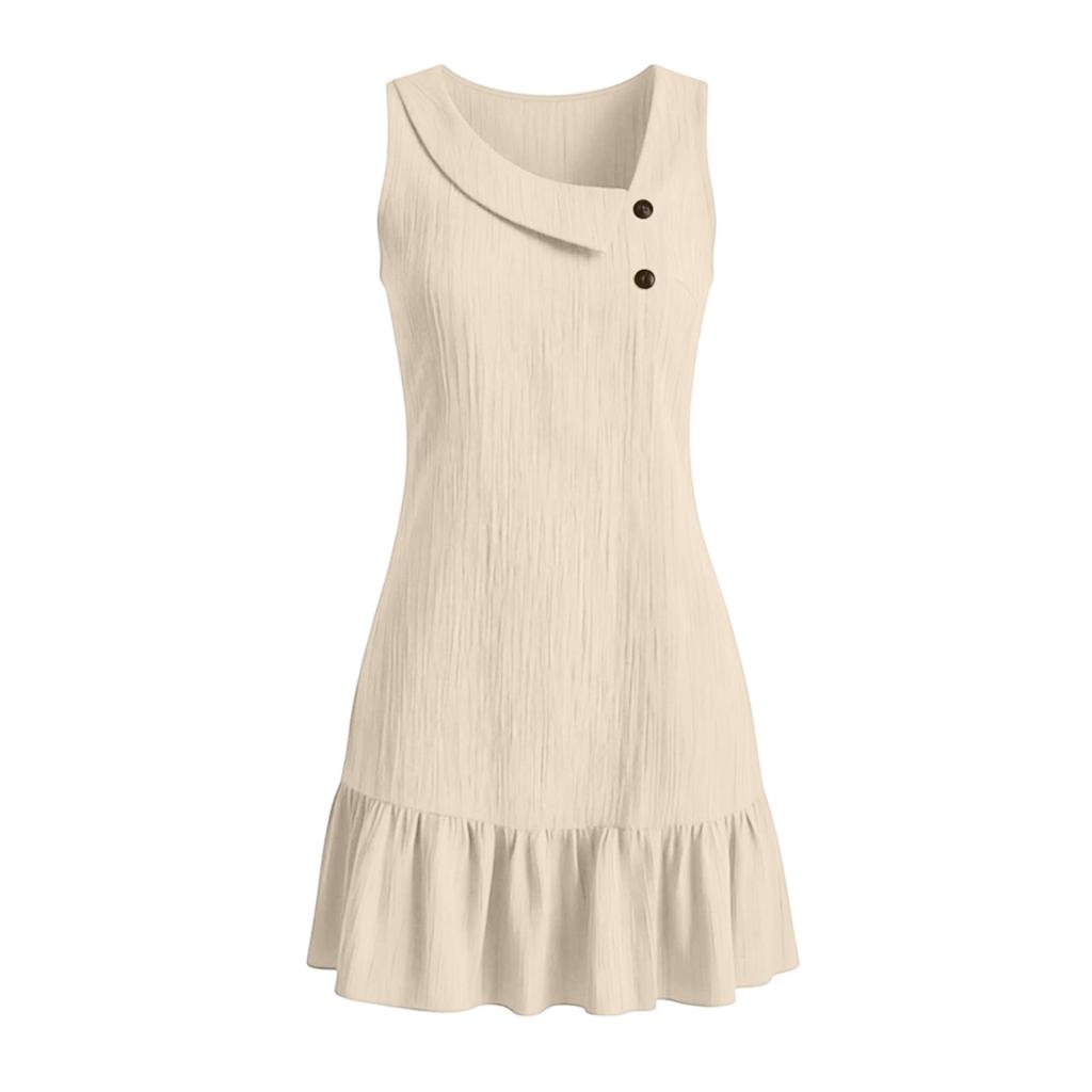 Women's Sleeveless Pleated Dress with Ruffle Hem for Casual Vacation