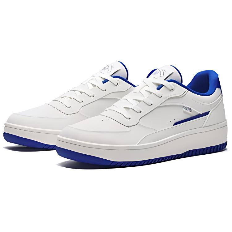 Anta Comfortable Versatile Non-Slip Durable Low-Top Skate Shoes Men sneakers White Blue 912448018-5